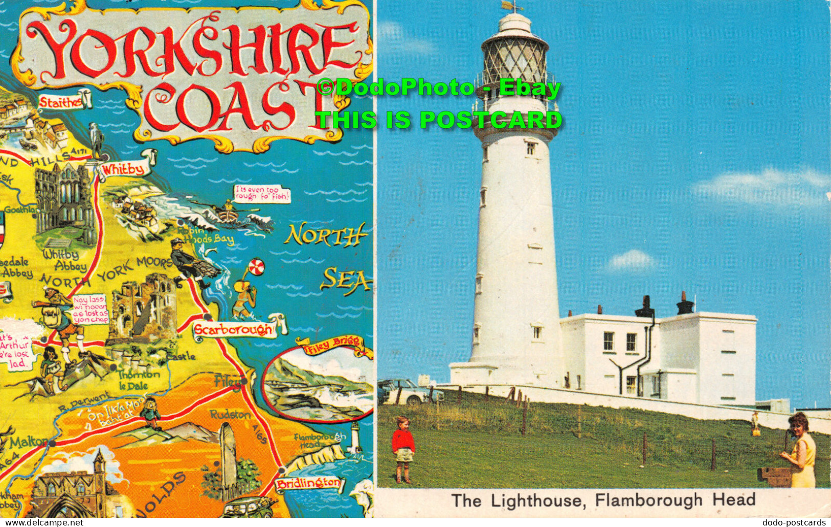 R421750 Yorkshire Coast. The Lighthouse. Flamborough Head. Color Gloss View Seri - Wereld