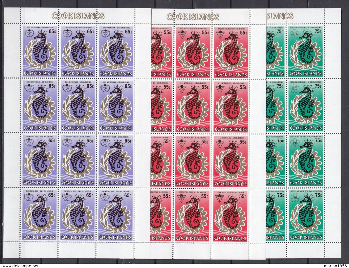 Cook Islands - Poissons - HIPPOCAMPES - SEAHORSES - 3 BLx 12 Val - Michel 62,40 Eur - MNH - Fishes