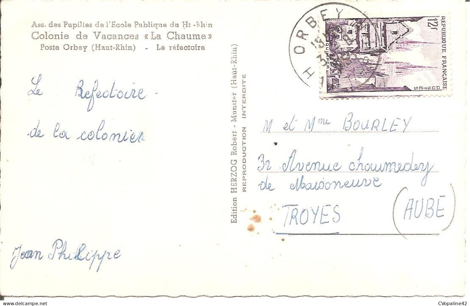 ORBEY (68) Colonie De Vacances "LA CHAUME" - Le Réfectoire En 1955  CPSM PF - Orbey