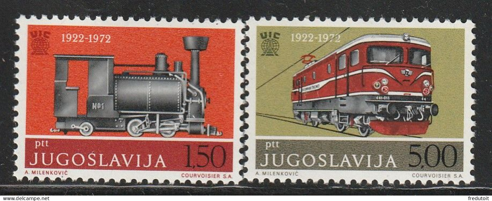 YOUGOSLAVIE- N°1363/4 ** (1972) Chemins De Fer - Unused Stamps