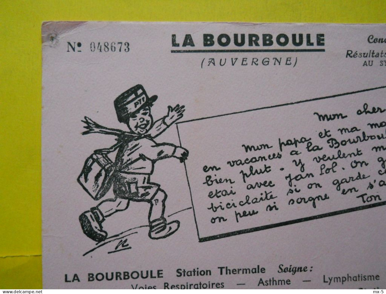 Buvard La Bourboule ,concours De Vacances ,2 Buvards Numérotés Par Germaine Bouret - Kids