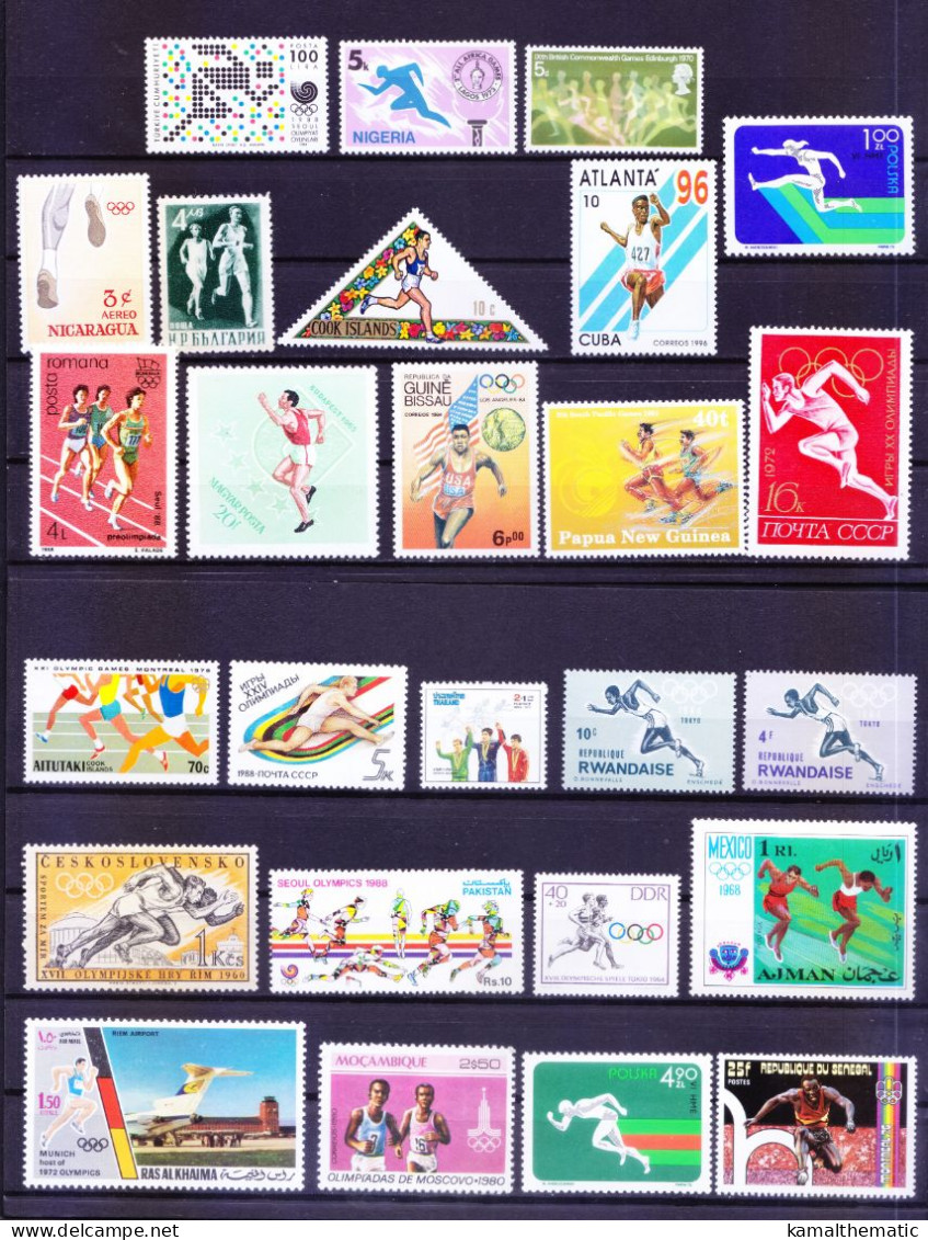 Sports - Athletics Track & Field Events Running  33 Different MNH Stamps Rare Collection, Lot - Leichtathletik
