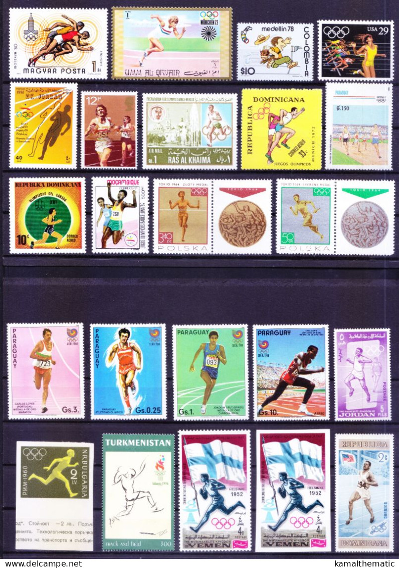 Sports - Athletics Track & Field Events Running  33 Different MNH Stamps Rare Collection, Lot - Athletics