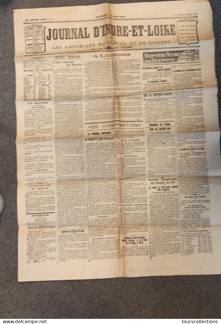 JOURNAL ANCIEN d' INDRE ET LOIRE (37)  du 5 Juillet 1926 - le train Le Havre Paris catastrophe ferroviaire à ACHERES 78