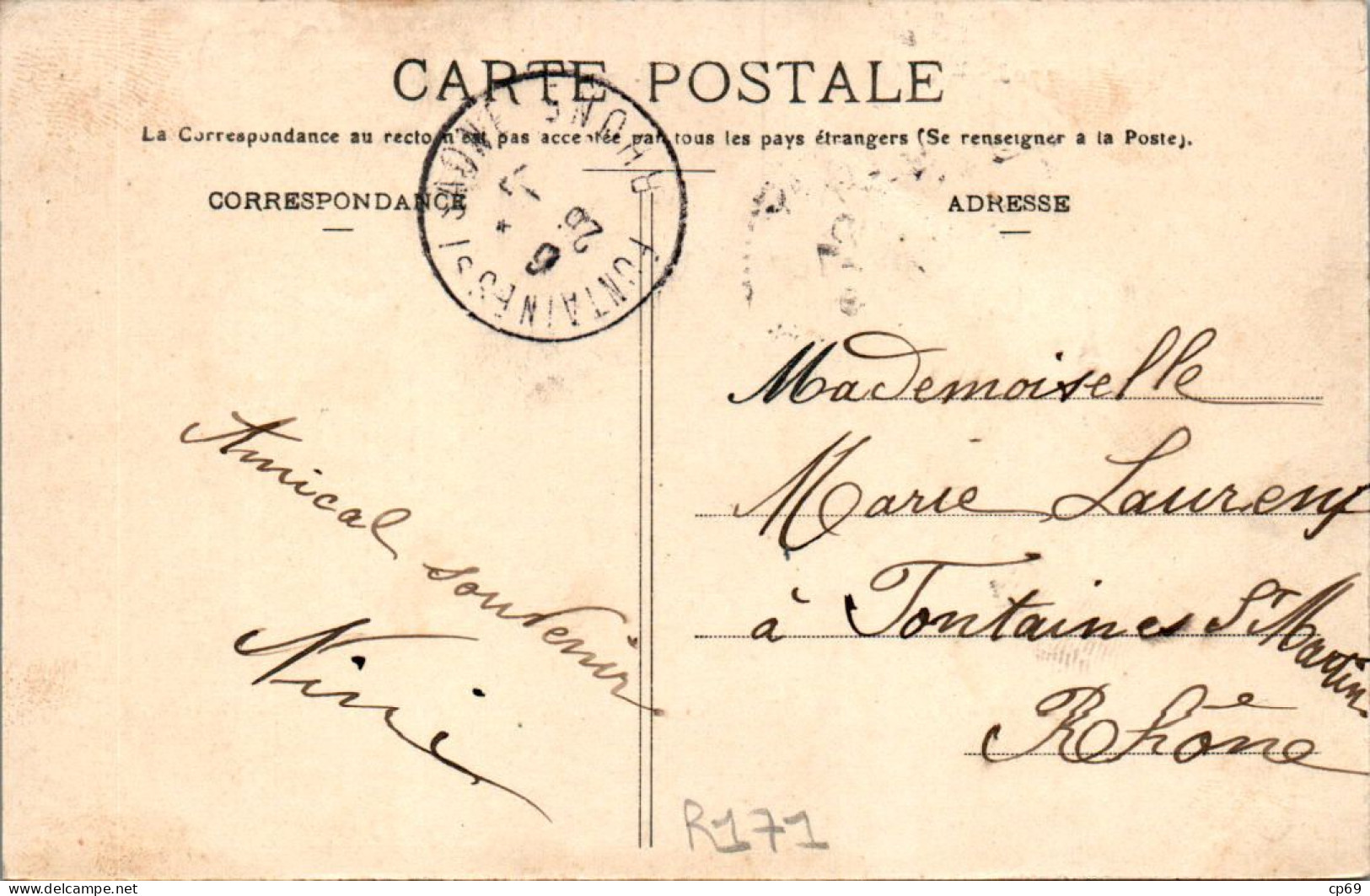 Chasselay Canton De Limonest Grande Rue De Paris Rhône N°1703 Cpa Voyagée En 1909 En TB.Etat - Other & Unclassified