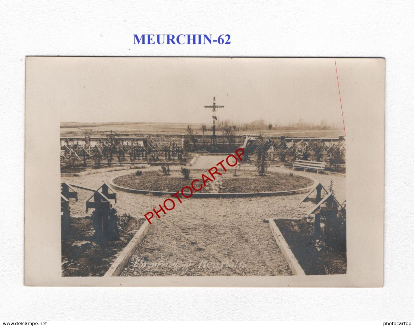 MEURCHIN-62-Cimetiere-Tombes-CARTE PHOTO Allemande-GUERRE 14-18-1 WK-MILITARIA- - War Cemeteries