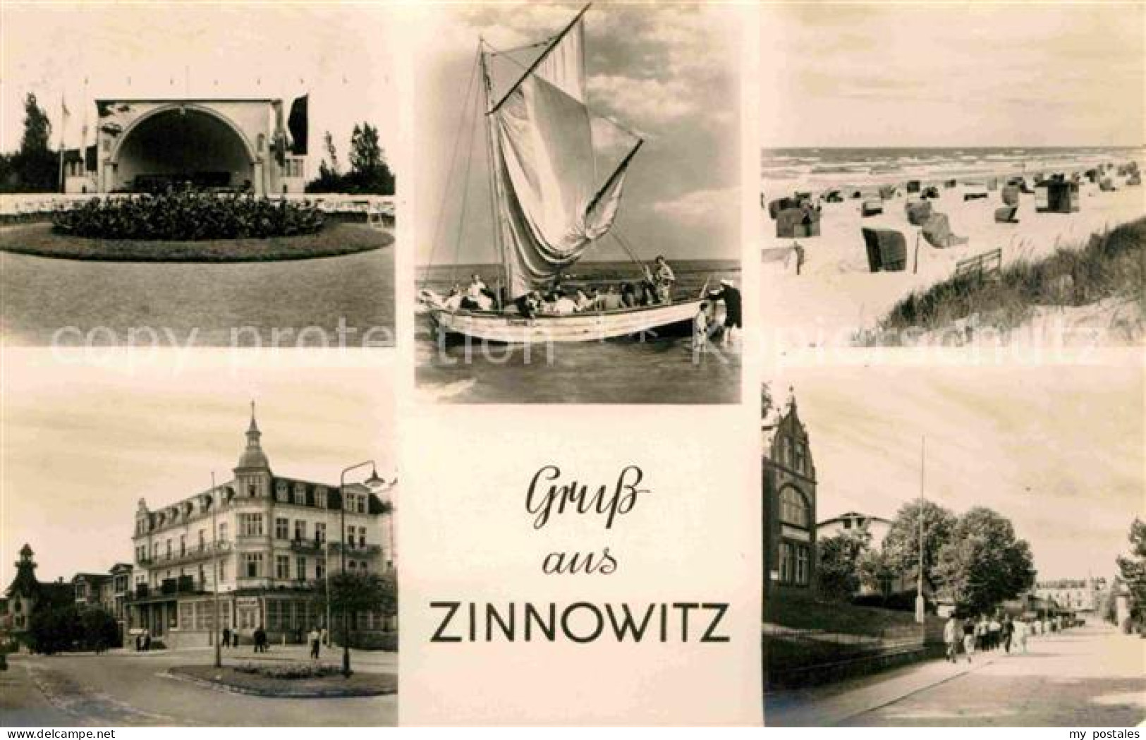 72710468 Zinnowitz Ostseebad Konzertpavillon Ferienheim Glueck Auf Segelboot Str - Zinnowitz