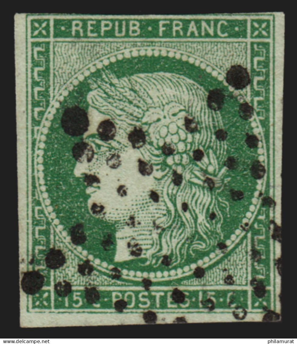 N°2b, Cérès 1850, 15c Vert-foncé, Oblitéré étoile De Paris - BEAU D'ASPECT - 1849-1850 Cérès