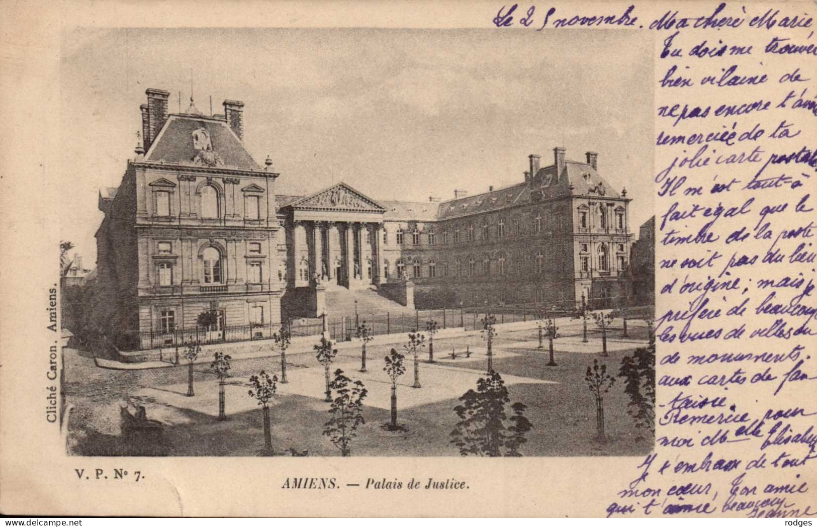 80 , Cpa  AMIENS , Palais De Justice , V.P. N°7 , Cliché Caron (15335) - Amiens