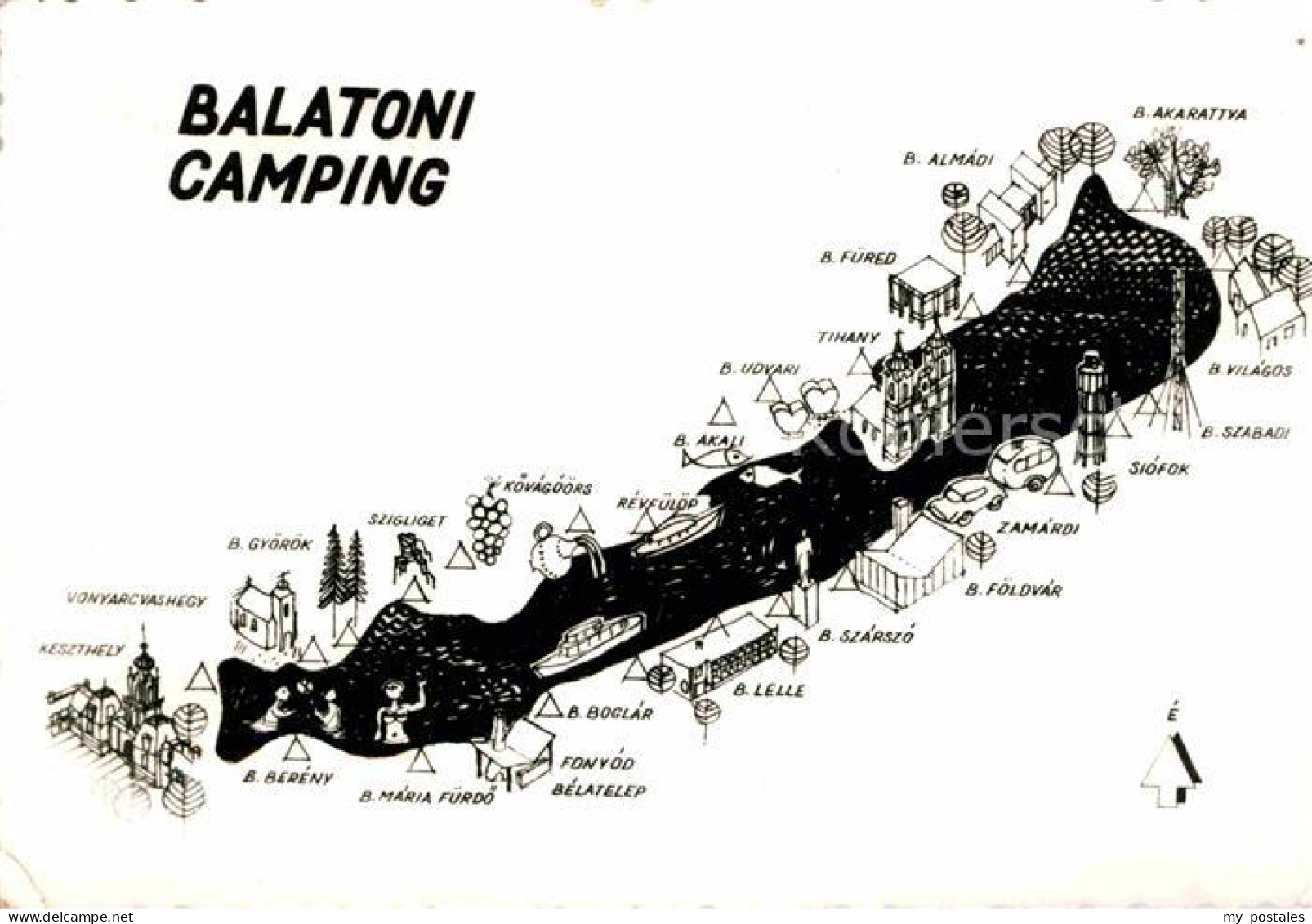 72710388 Balaton Plattensee Camping Lageplan Um Den See Herum Budapest - Ungarn