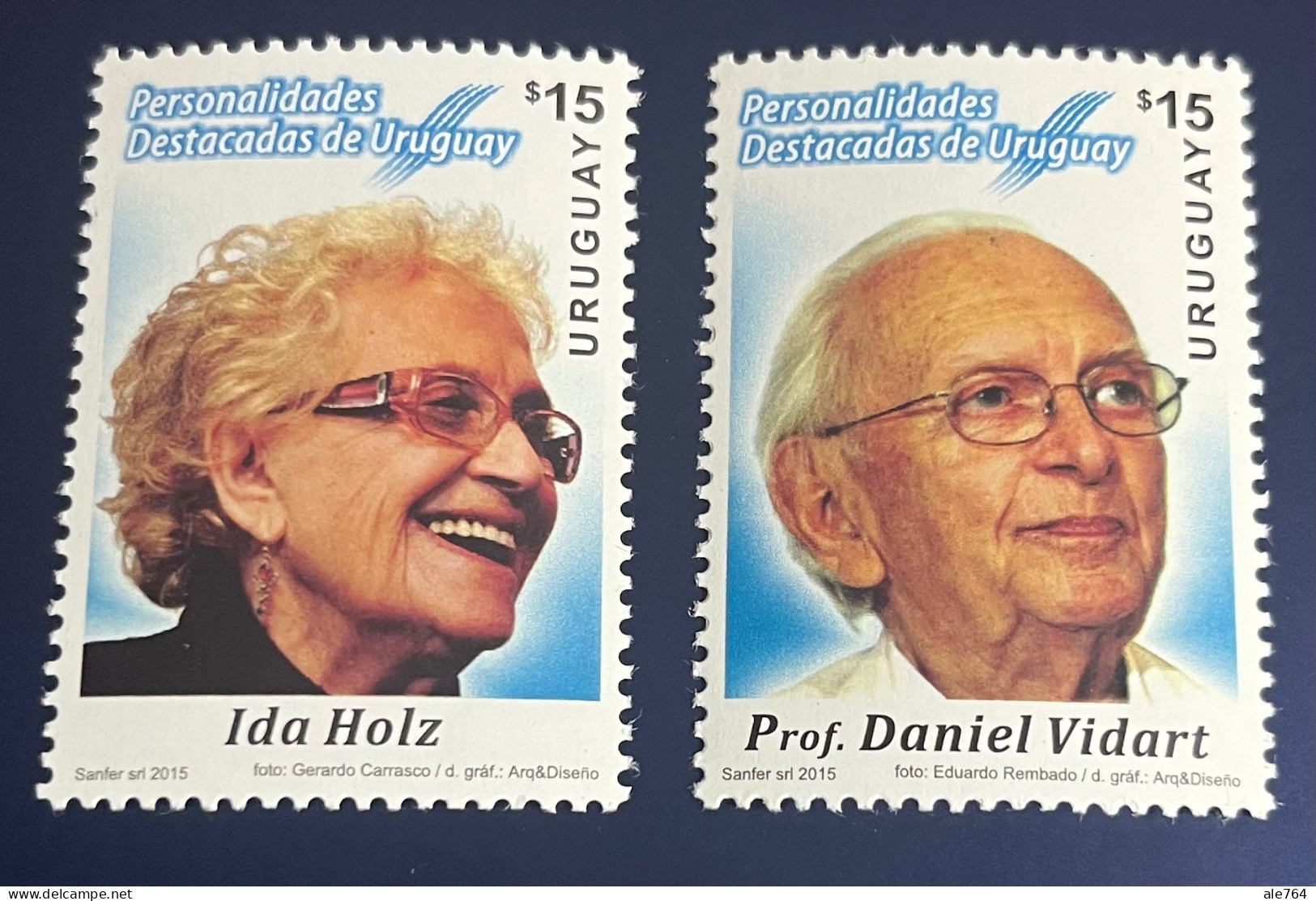 Uruguay 2015 Famous People, Ida Holz Y D. Vidart, Sc 2528/9, Y 2759/0, MNH. - Uruguay