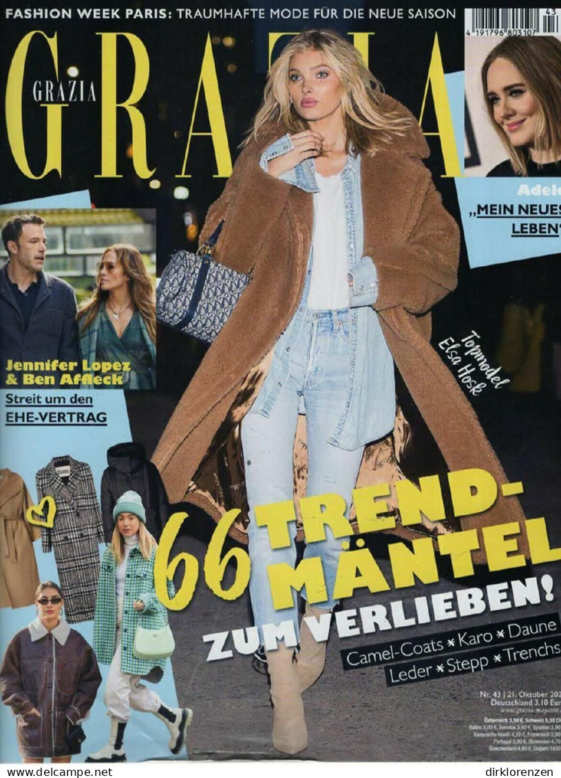 Grazia Magazine Germany 2021-43 Elsa Hosk Adele Jennifer Lopez Ben Affleck - Ohne Zuordnung