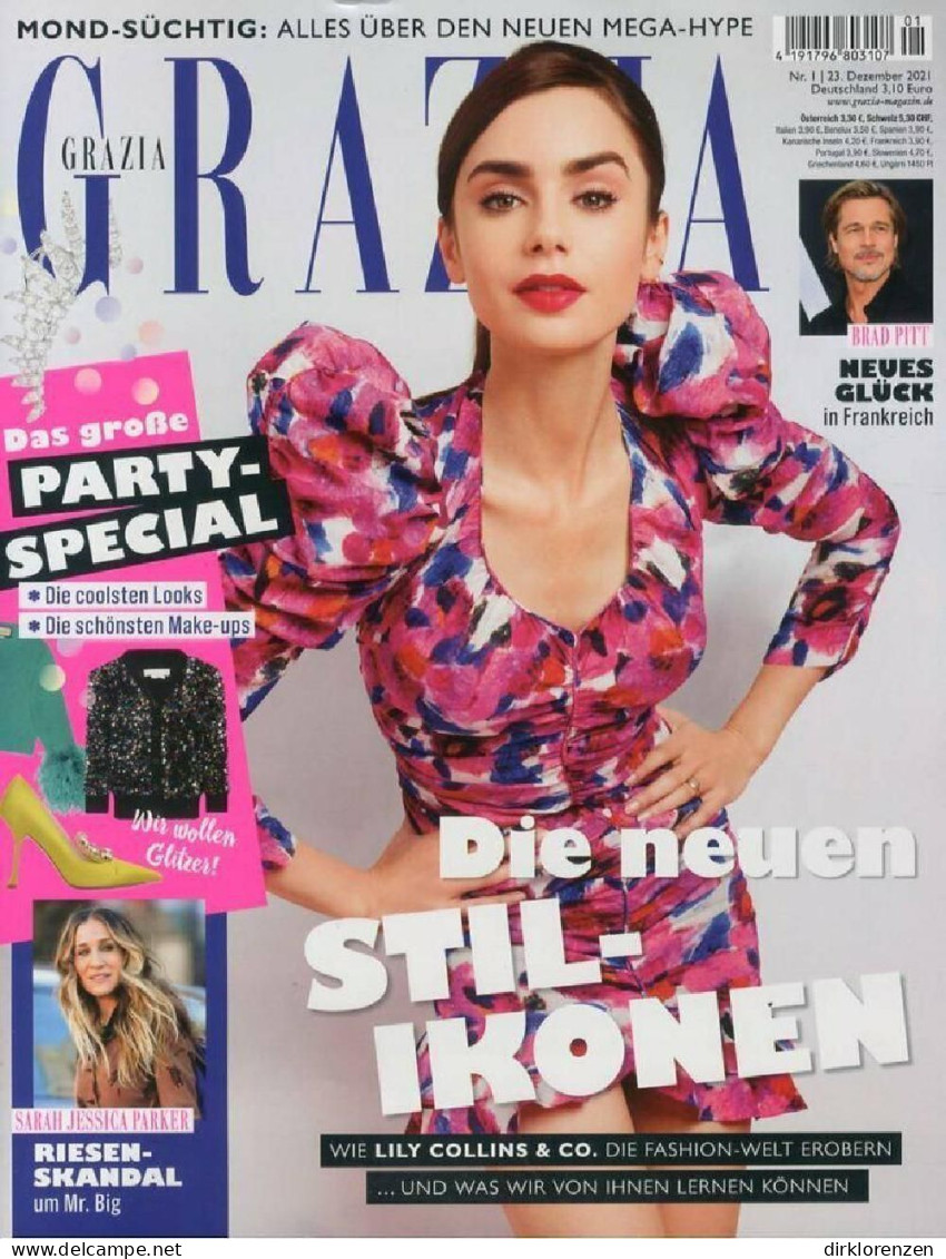 Grazia Magazine Germany 2022-01 Lily Collins Brad Pitt Sarah Jessica Parker - Ohne Zuordnung