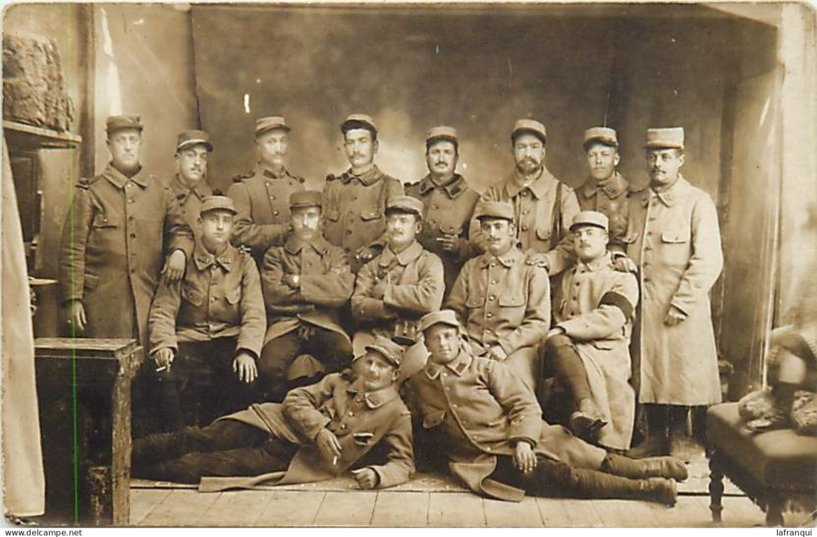 Militaires- Ref E131- Carte Photo -guerre 1914-18- Regiments- Regiment -sous Officiers De La 103eme Cie -circulé En 1915 - War 1914-18