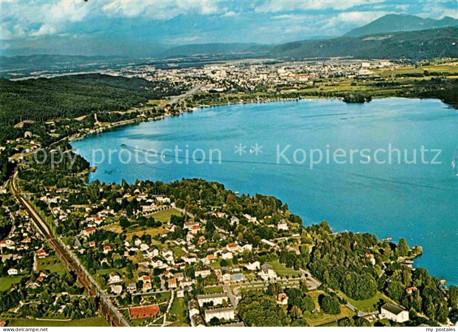 72709538 Krumpendorf Woerthersee Alpenseebad Mit Blick Auf Klagenfurt Fliegerauf - Autres & Non Classés