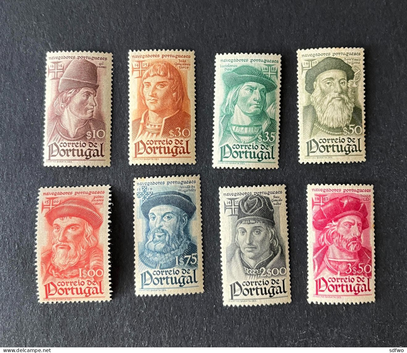 (T3) Portugal - 1945 Navigators Complete Set - Af. 644 To 651 - MNH (1$00, MH) - Ungebraucht