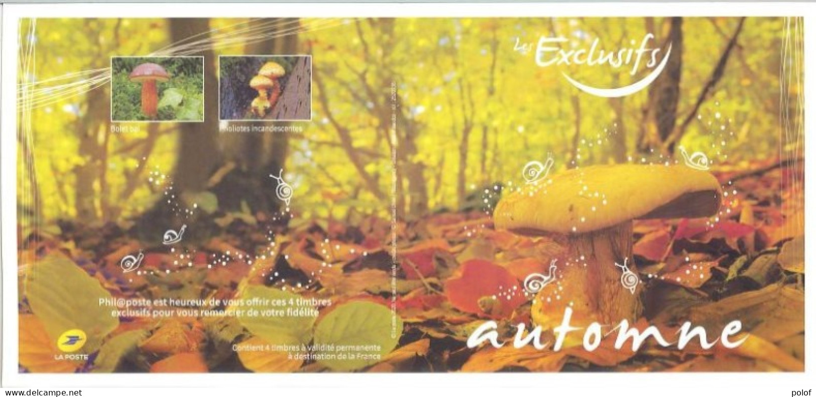 COLLECTOR - Les Exclusifs - Automne - Champignon - 4 Timbres Autocollants -  (C 122) - Collectors