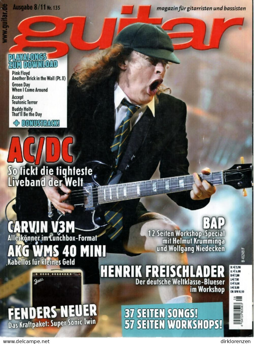 Guitar Magazine Germany 2011-08 AC/DC BAP Pink Floyd Green Day Accept - Non Classés