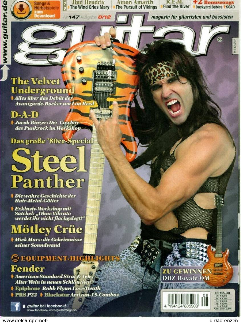 Guitar Magazine Germany 2012-08 Steel Panther The Velvet Underground Mötley Crüe - Non Classés