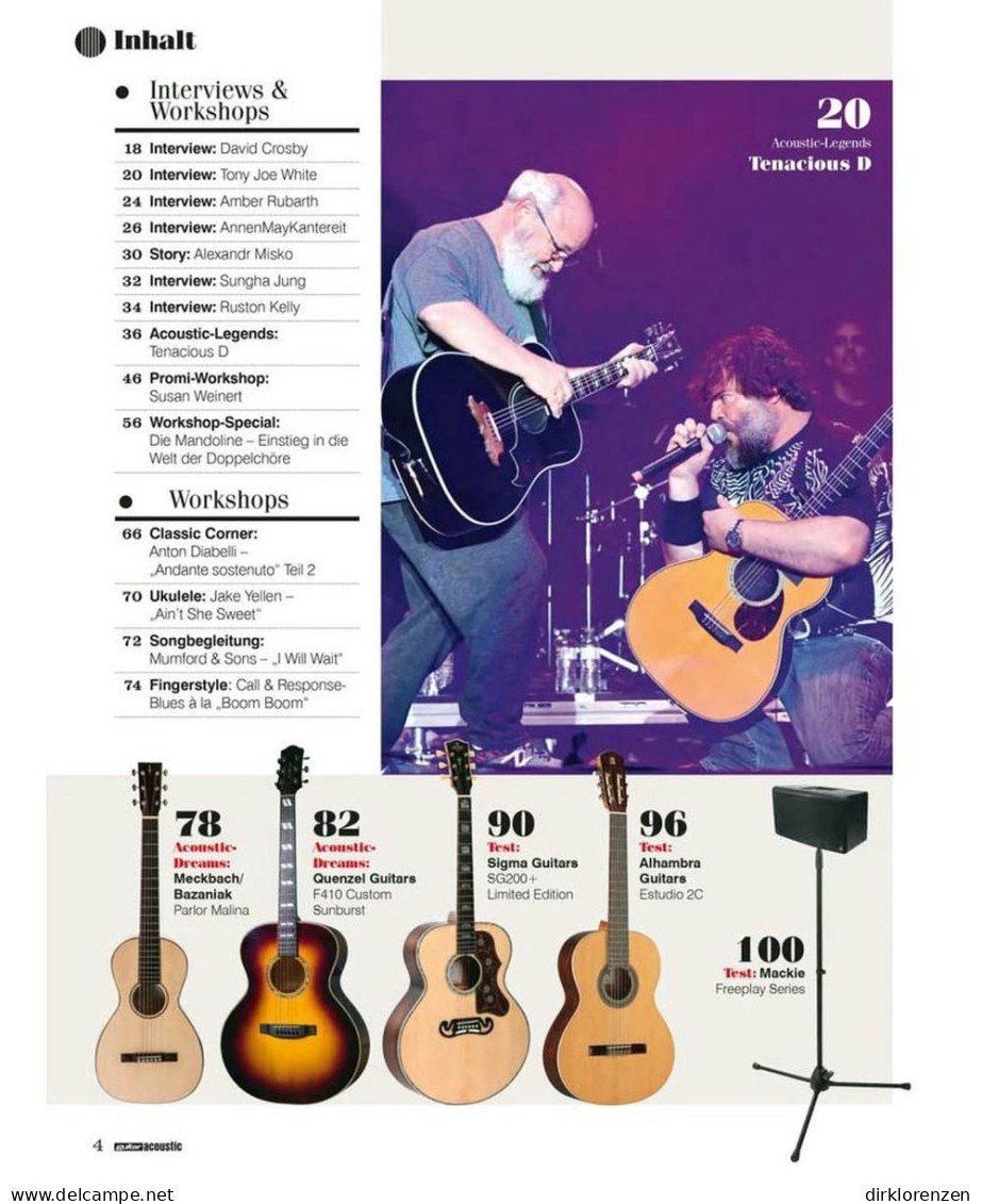 Guitar Acoustic Magazine Germany 2019-01 Tenacious D David Crosby Amber Rubarth - Non Classés