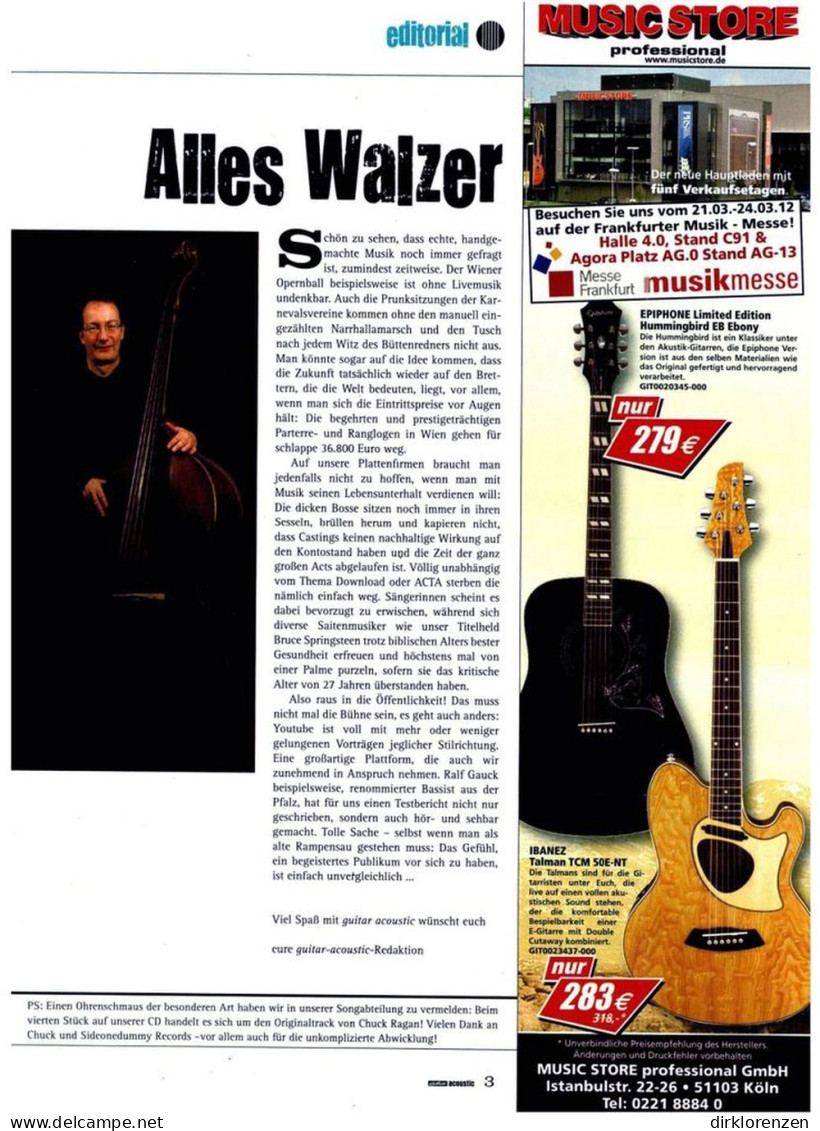 Guitar Acoustic Magazine Germany 2012-02 Bruce Springsteen Pierre Bensusan Bjørn Berge - Non Classés