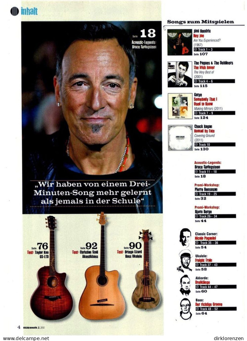 Guitar Acoustic Magazine Germany 2012-02 Bruce Springsteen Pierre Bensusan Bjørn Berge - Non Classés