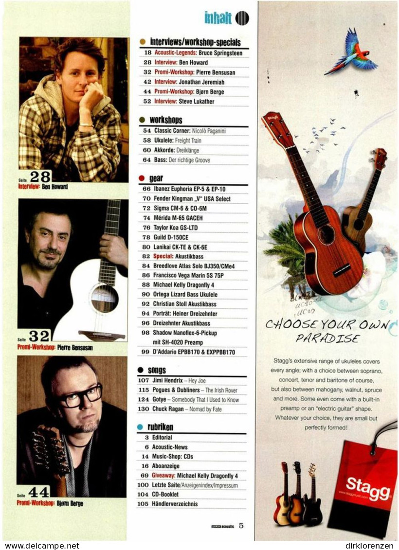 Guitar Acoustic Magazine Germany 2012-02 Bruce Springsteen Pierre Bensusan Bjørn Berge - Non Classés