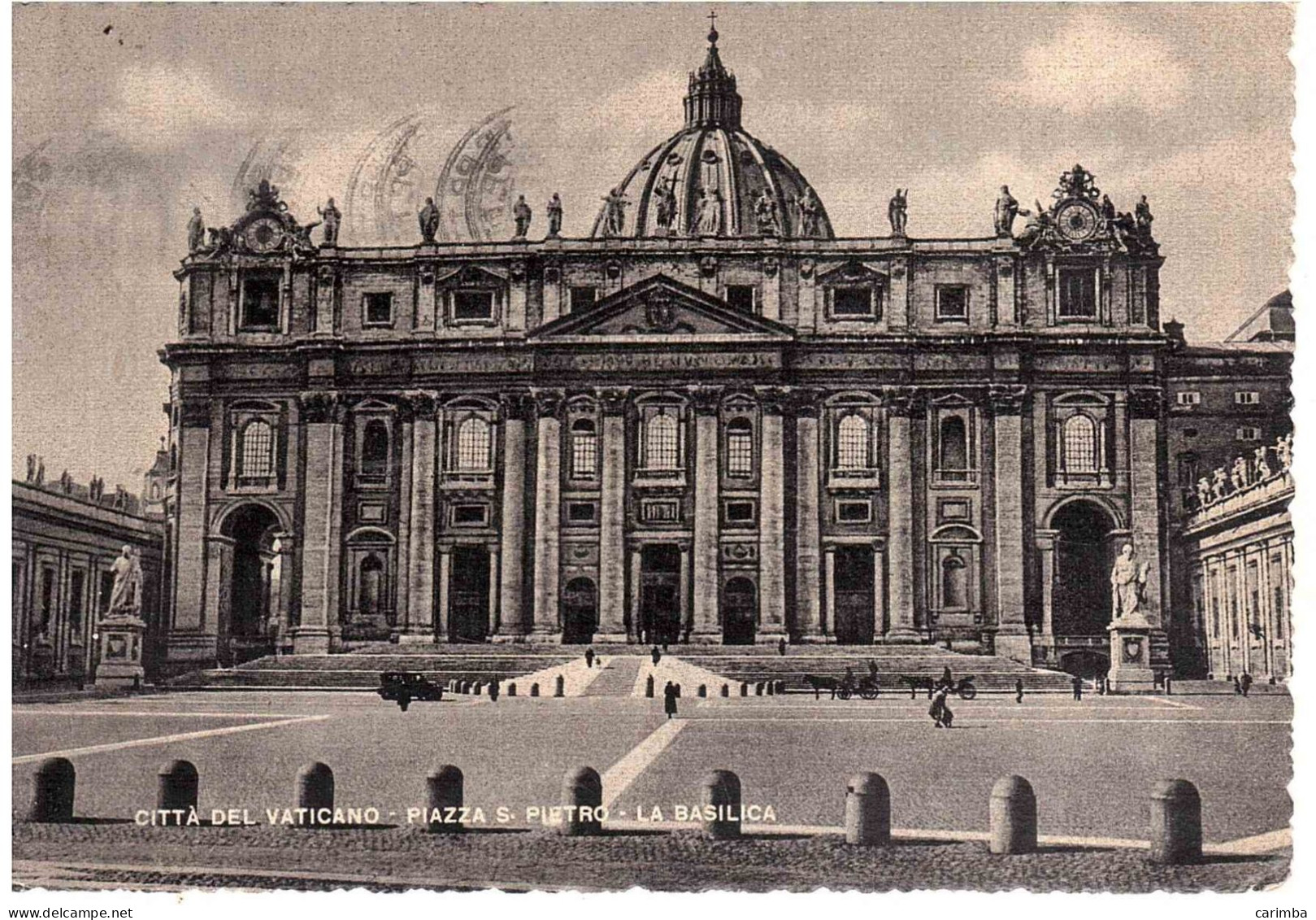 CARTOLINA VATICANP ANNULLO TARGHETTA S.PIETRO - 1946-60: Poststempel