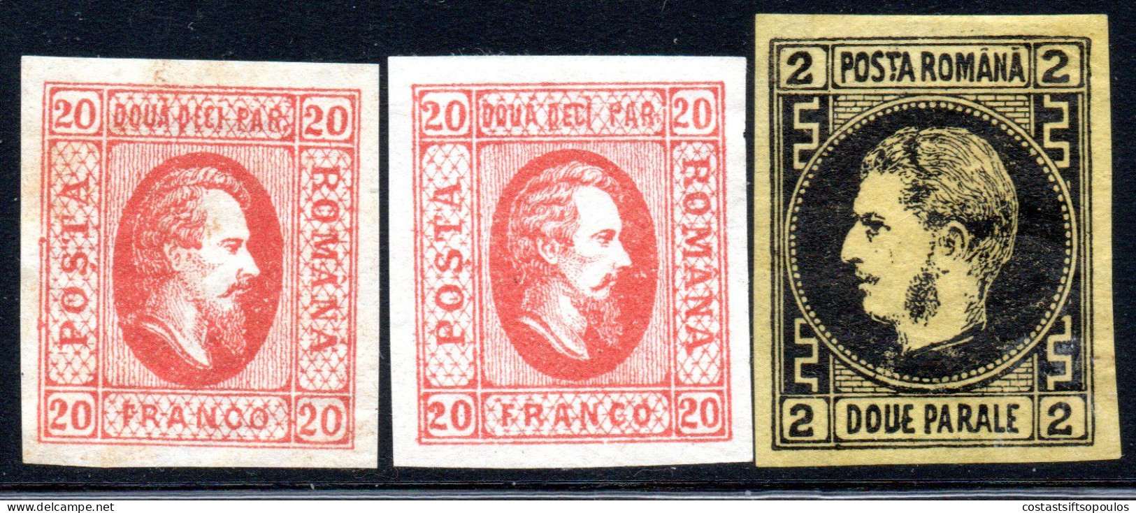 3228.1865 20p. BOTH TYPES WITHOUT GUM,1866 2p. MH - 1858-1880 Moldavie & Principauté