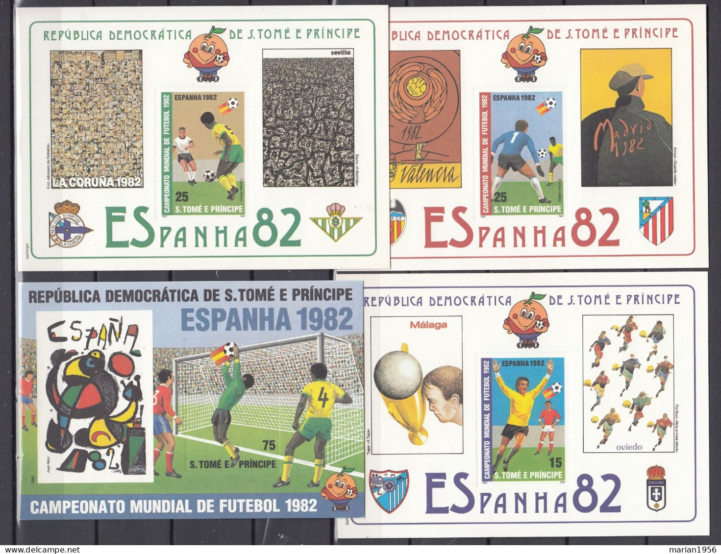 Sao Tome Et Principe - FOOTBALL - COUPE DU MONDE ESPANA '82 - 8 BF NDT Cardboard -Mi BL82B/89B 102 Eur.- MNH - 1982 – Espagne