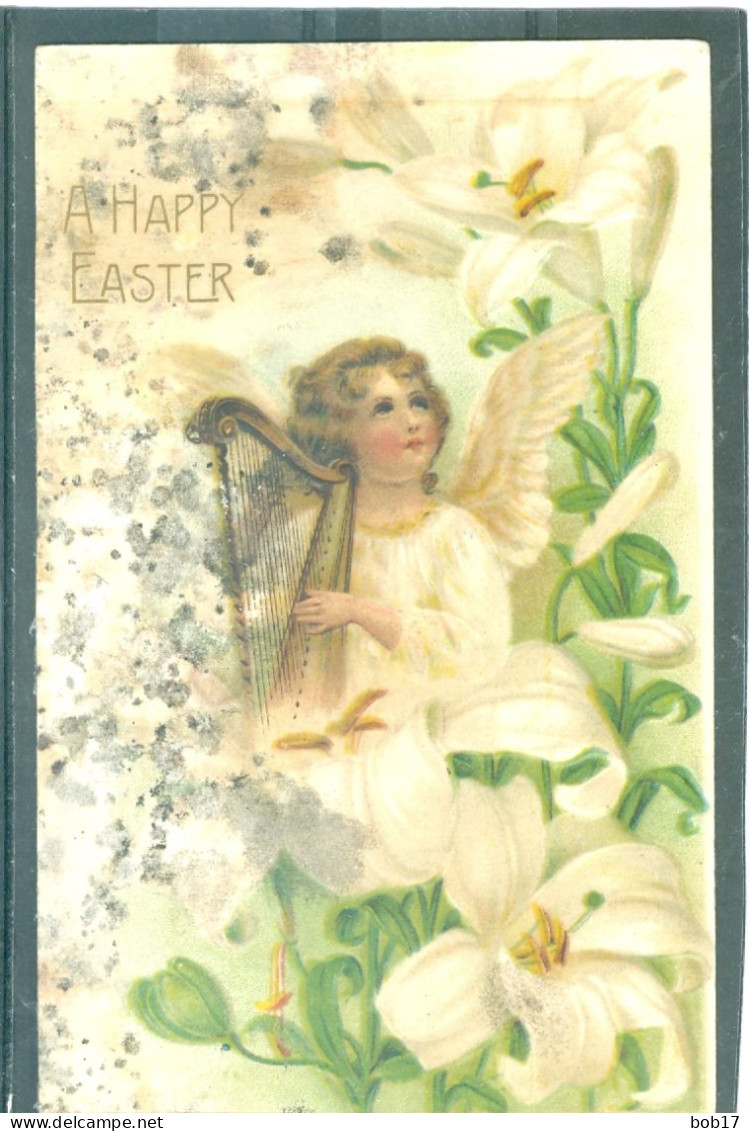 2 Cartes - Relief - Gaufrée - Embossed - Prage - Angelot - 1 En TBE - 1 Tâchée - Ostern