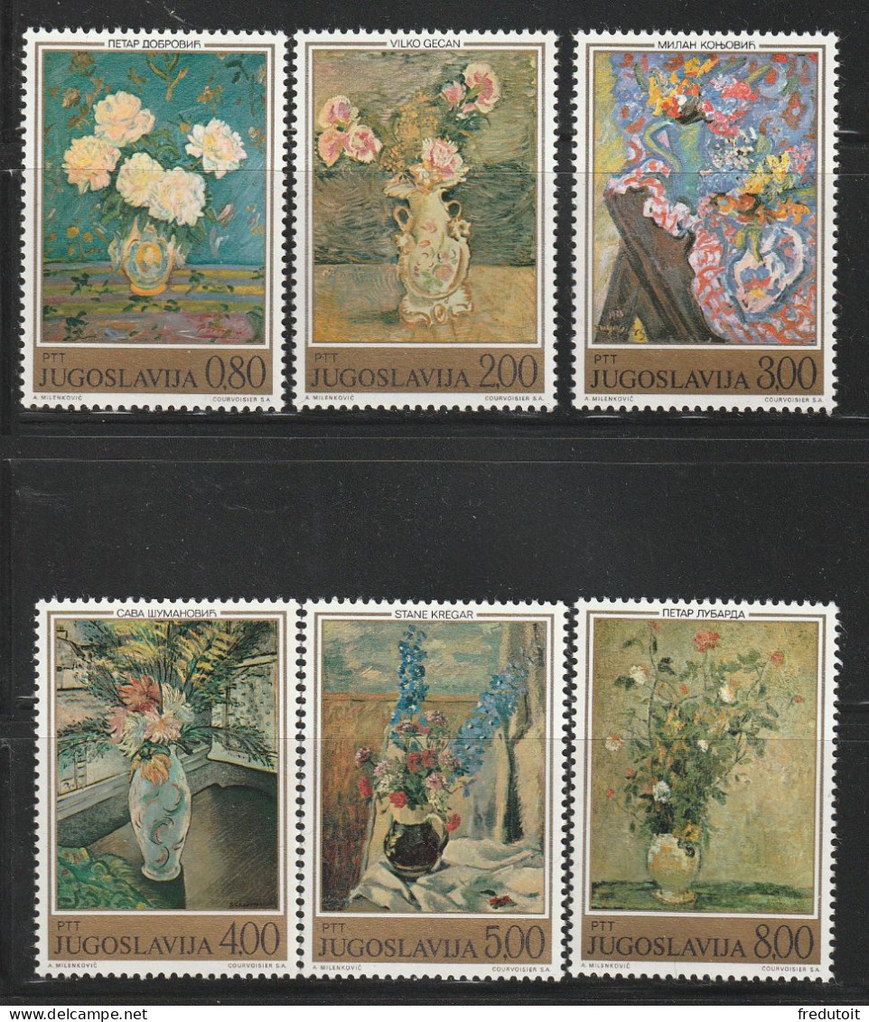 YOUGOSLAVIE- N°1462/7 ** (1974) Tableaux De Fleurs - Neufs