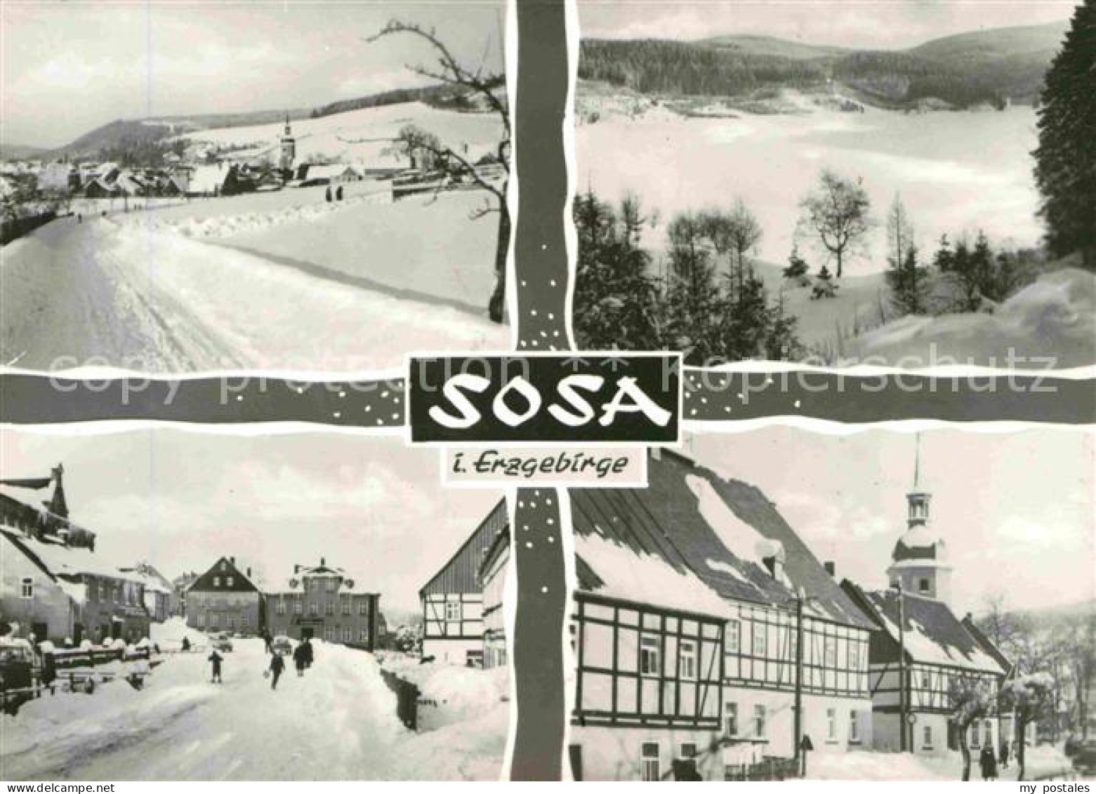72709218 Sosa Erzgebirge Fachwerk Im Winter Sosa - Sosa
