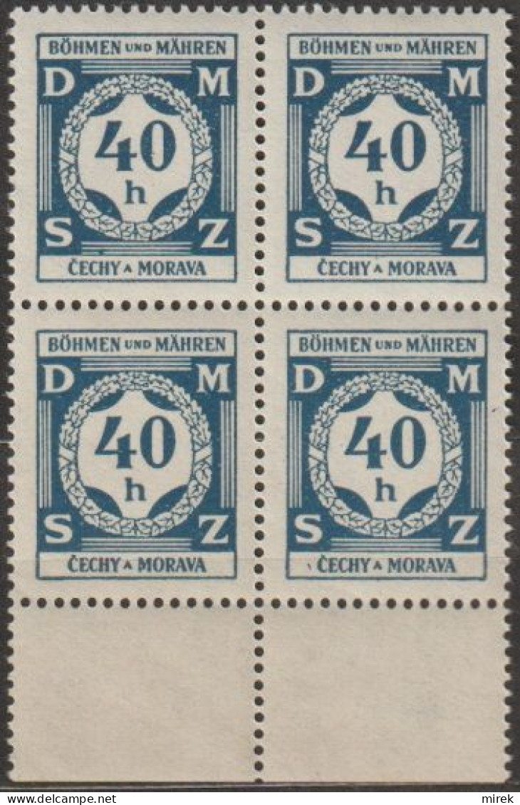 15/ Pof. SL 2, Grey Blue, Border 4-block - Unused Stamps