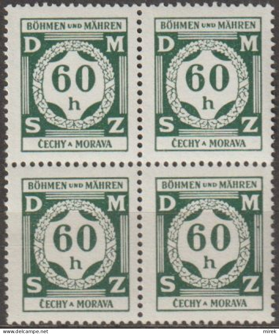 16/ Pof. SL 4, Grey Green, 4-block - Unused Stamps