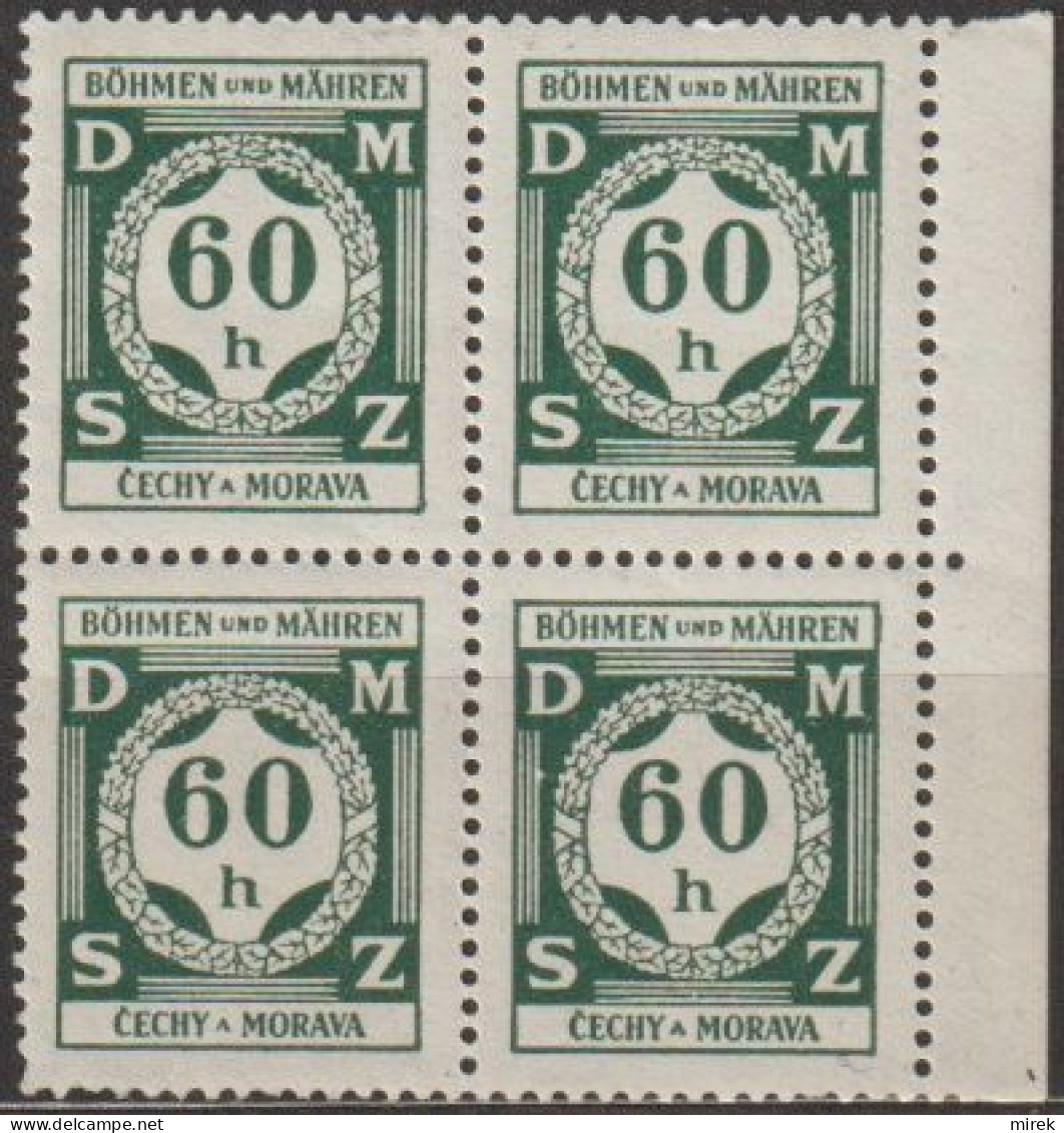17/ Pof. SL 4, Grey Green, Border 4-block - Unused Stamps