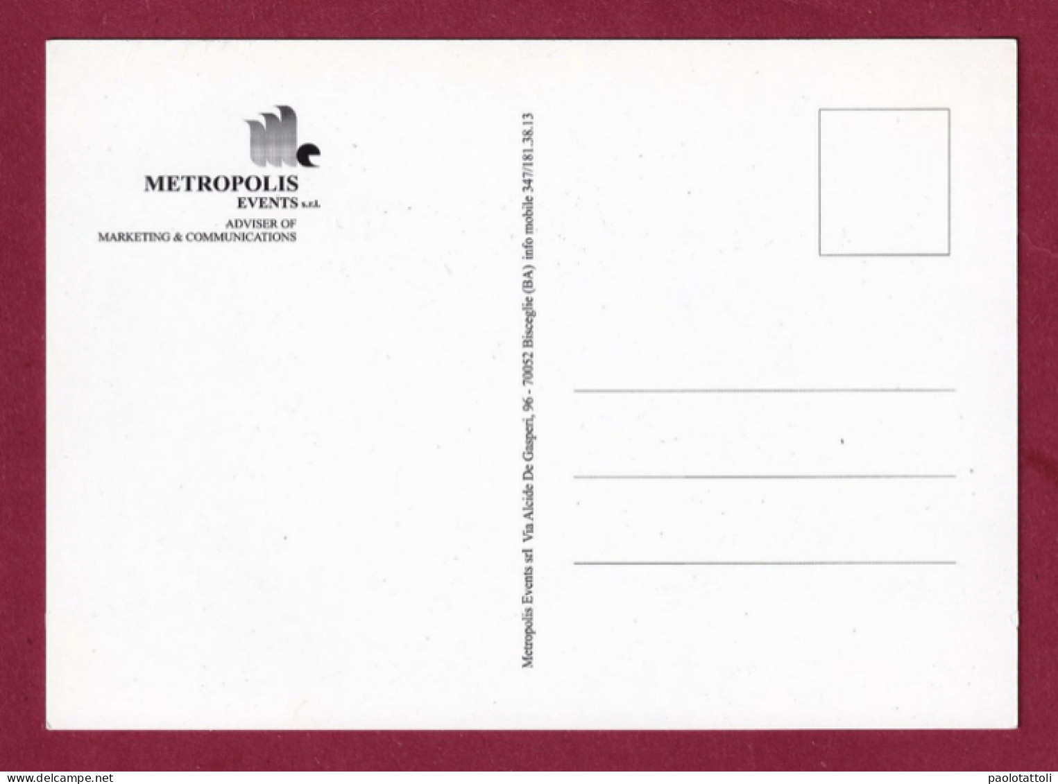 Advertising Post Card- Bari, 2007.  L'Antiquaria, V Edizione. Fiera Del Levante- Standard Size, Divided Back, New. - Sammlerbörsen & Sammlerausstellungen