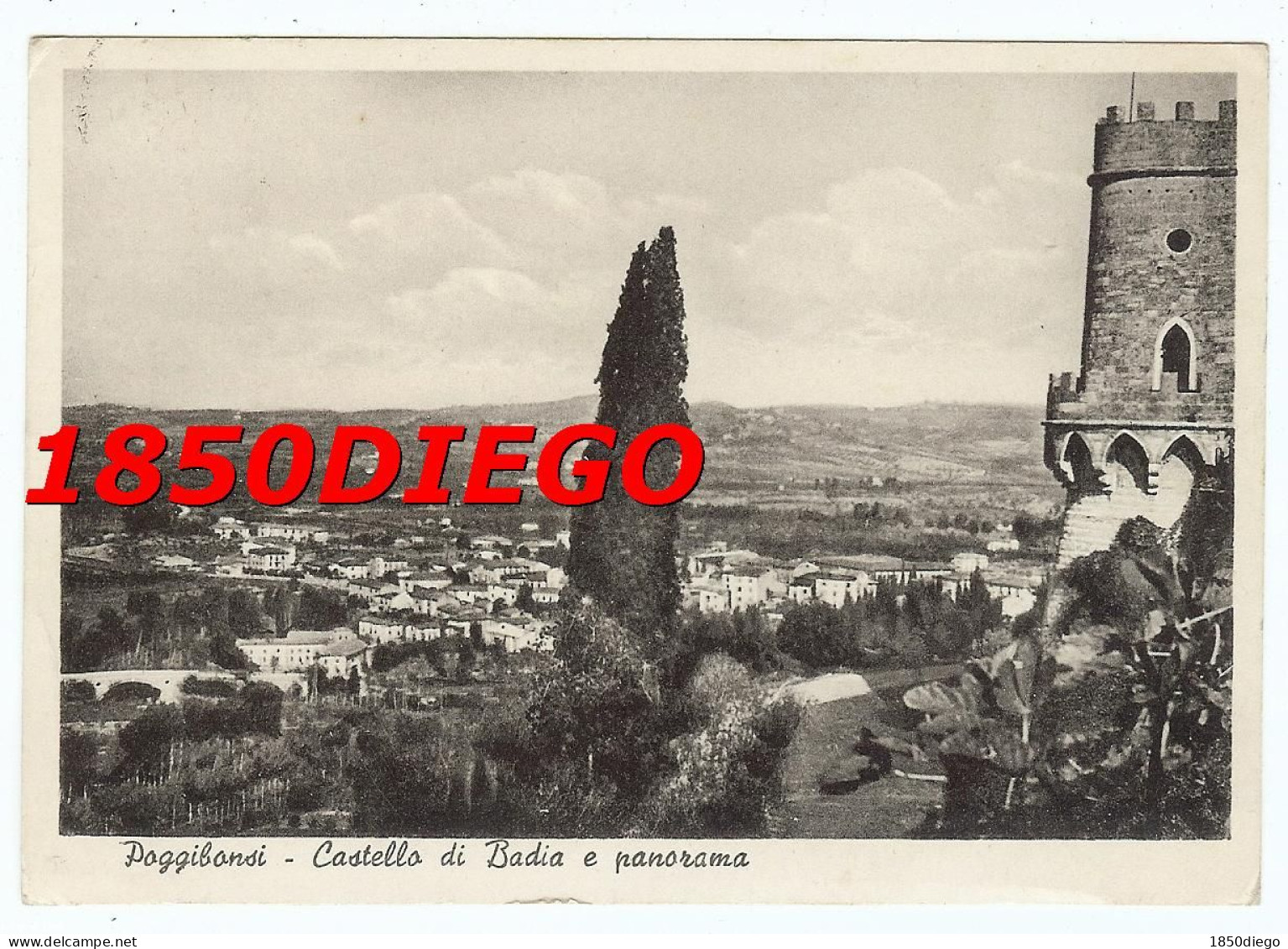 POGGIBONSI - CASTELLO DI BADIA E PANORAMA F/GRANDE  VIAGGIATA 1957 - Siena