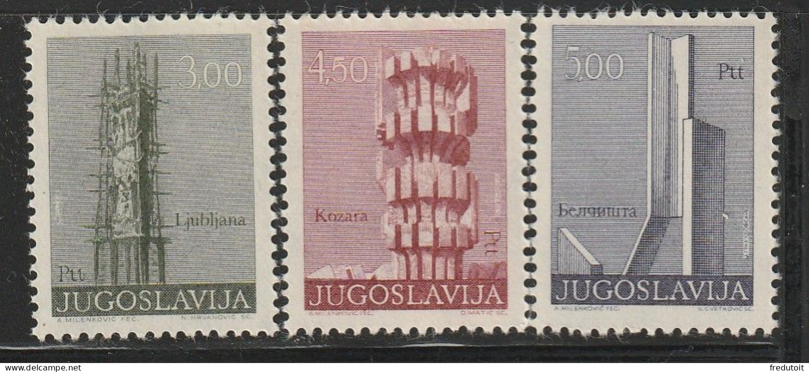 YOUGOSLAVIE- N°1481/3 ** (1975) Série Courante - Unused Stamps
