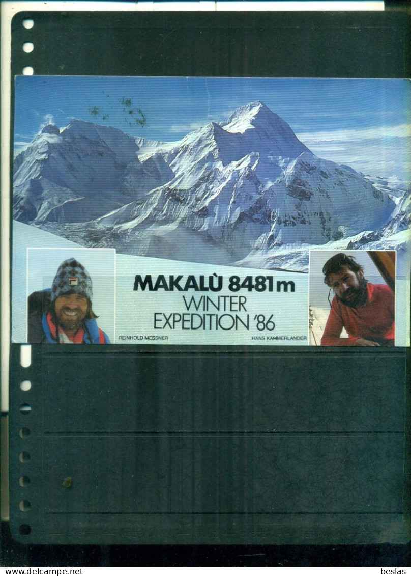 CARTOLINA  MAKALU 8481 WINTER EXPEDITION 86  CON LEGGERA PIEGA AL CENTRO VIAGGIATA  A PARTIR DE 1 EURO - Alpinisme