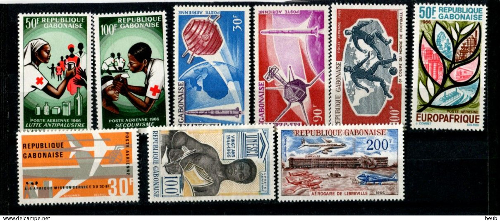 V - GABON : Année 1966 : Y&T 186 à 201 + PA 43 à 50 : 25 Timbres Tous NSC ** - Gabon (1960-...)