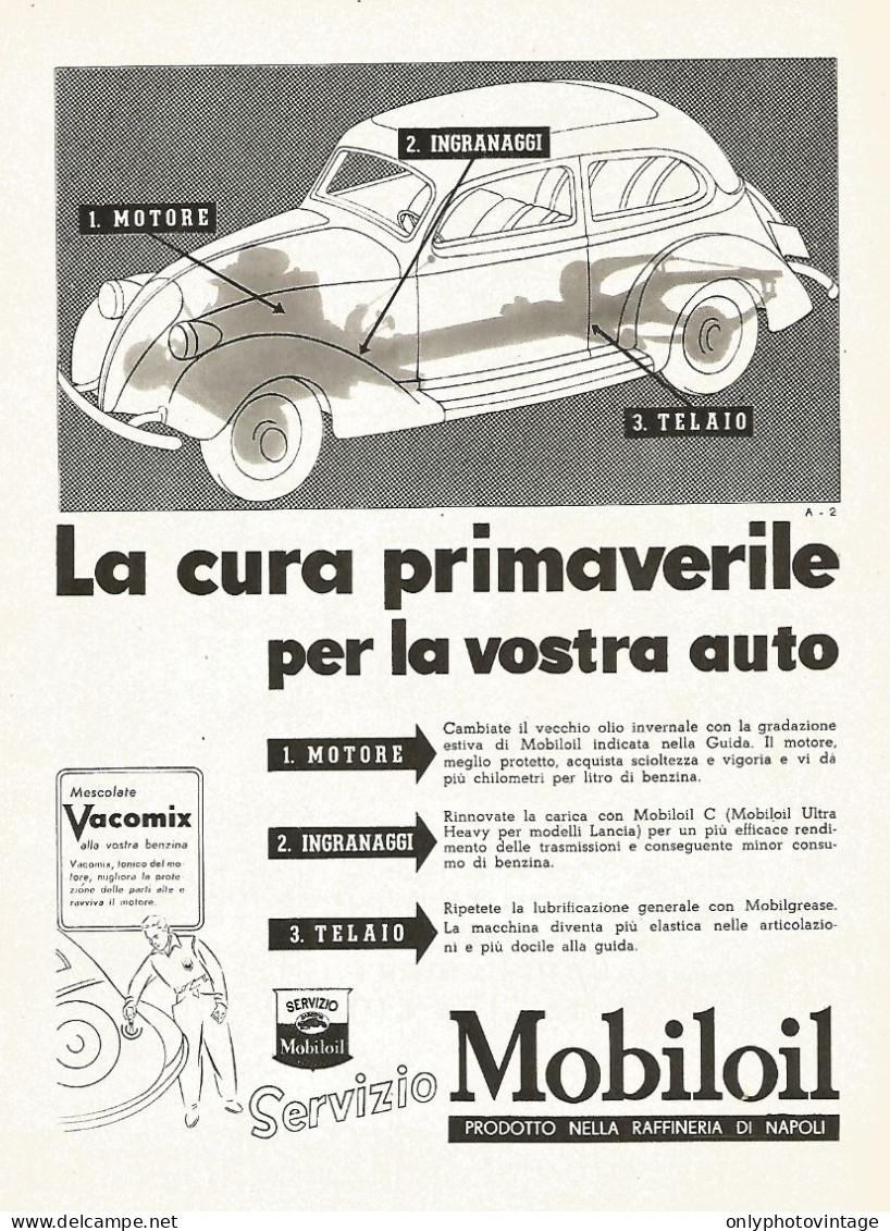 MOBILOIL - La Cura Primaverile... - Pubblicità Del 1940 - Vintage Advert - Advertising