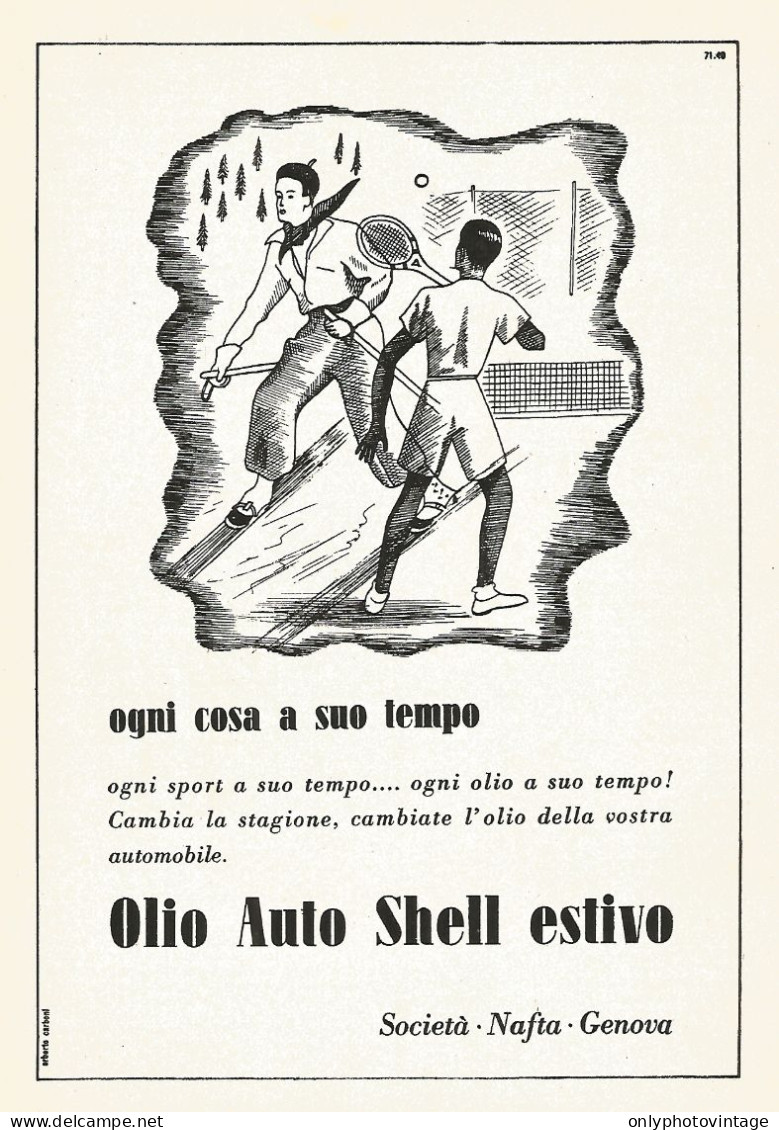 Olio Auto SHELL Estivo - Illustrazione - Pubblicità Del 1940 - Vintage Ad - Advertising