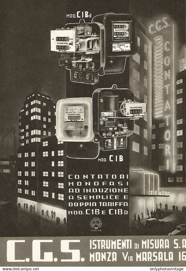 Istrumenti Di Misura C.G.S. - Monza - Pubblicità Del 1940 - Vintage Advert - Advertising