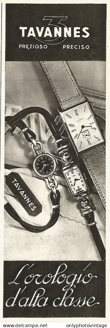 TAVANNES L'orologio D'alta Classe - Pubblicità Del 1940 - Vintage Advert - Advertising