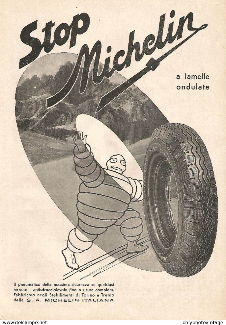 Pneumatici Stop MICHELIN - Pubblicità Del 1940 - Vintage Advertising - Advertising