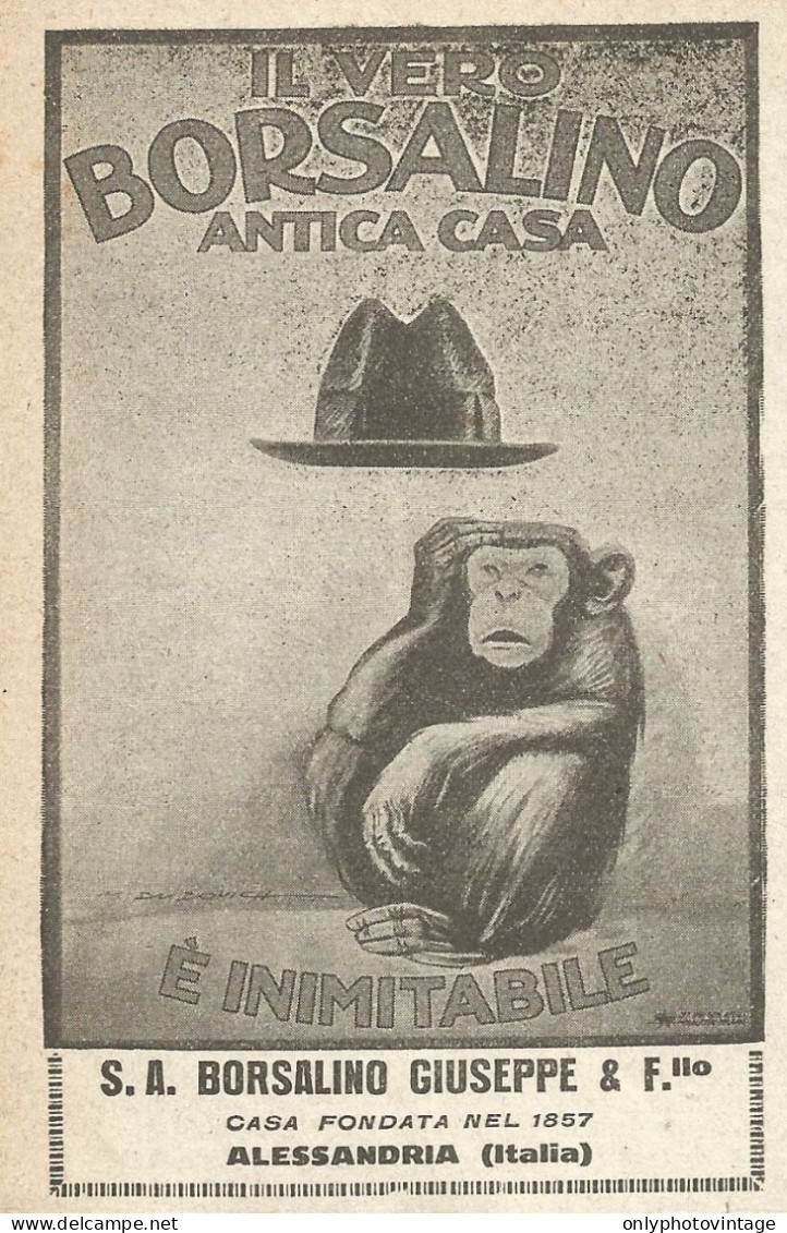 Il Vero BORSALINO è Inimitabile - Pubblicità Del 1923 - Vintage Advert - Advertising