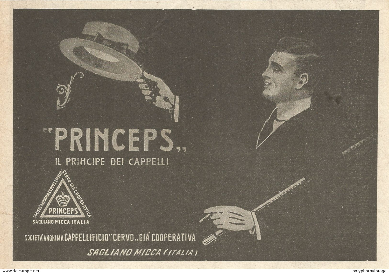 PRINCEPS Il Principe Dei Cappelli - Pubblicità Del 1923 - Vintage Advert - Advertising