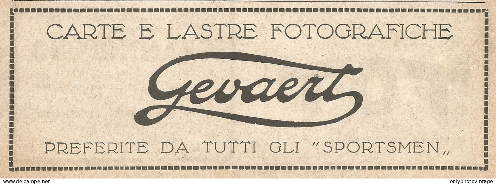 Carte E Lastre Fotografiche GEVAERT - Pubblicità Del 1923 - Vintage Advert - Advertising