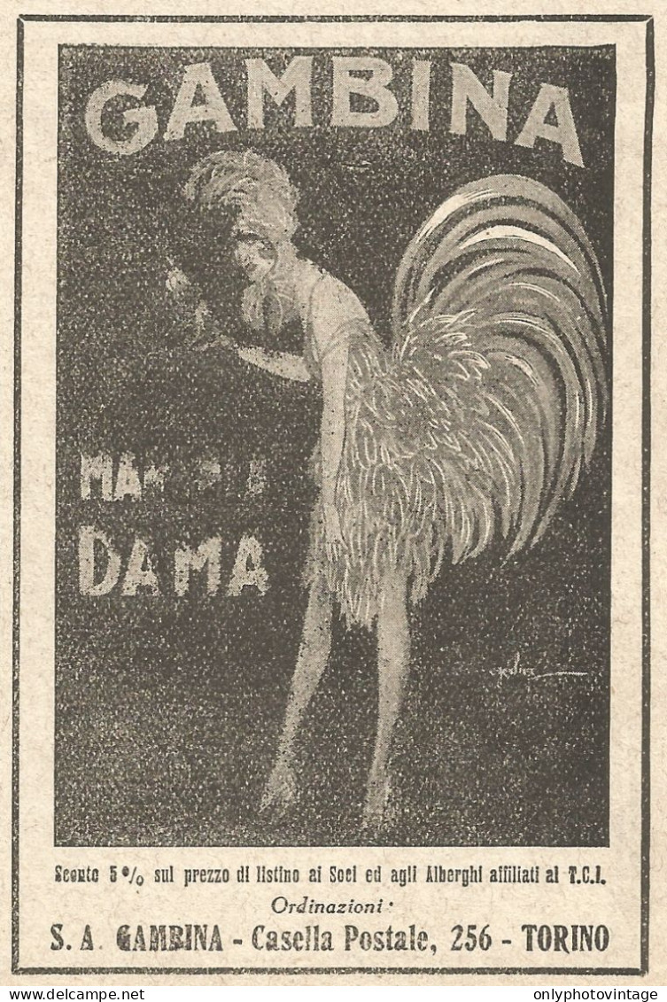 GAMBINA - Marsala Dama - Pubblicità Del 1923 - Vintage Advertising - Advertising